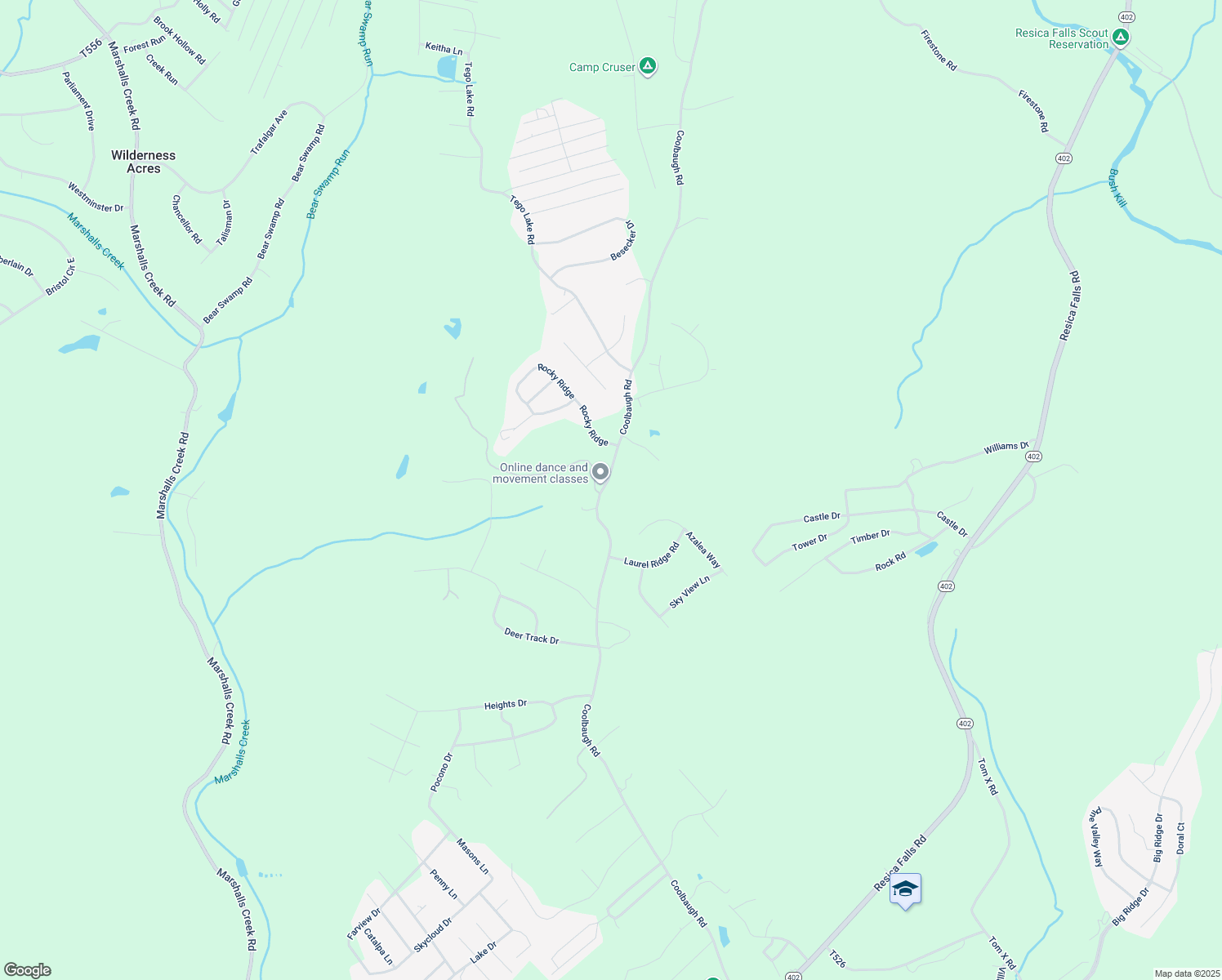 map of restaurants, bars, coffee shops, grocery stores, and more near 450 Coolbaugh Road in East Stroudsburg