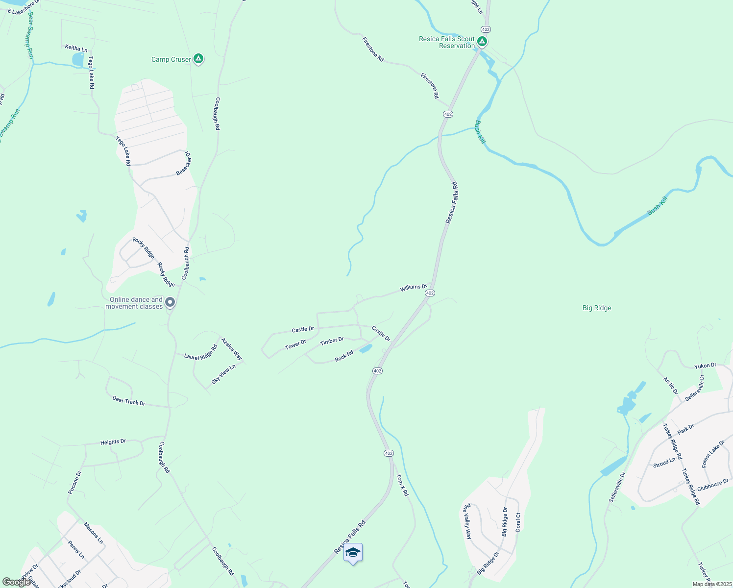 map of restaurants, bars, coffee shops, grocery stores, and more near 161 Williams Drive in East Stroudsburg
