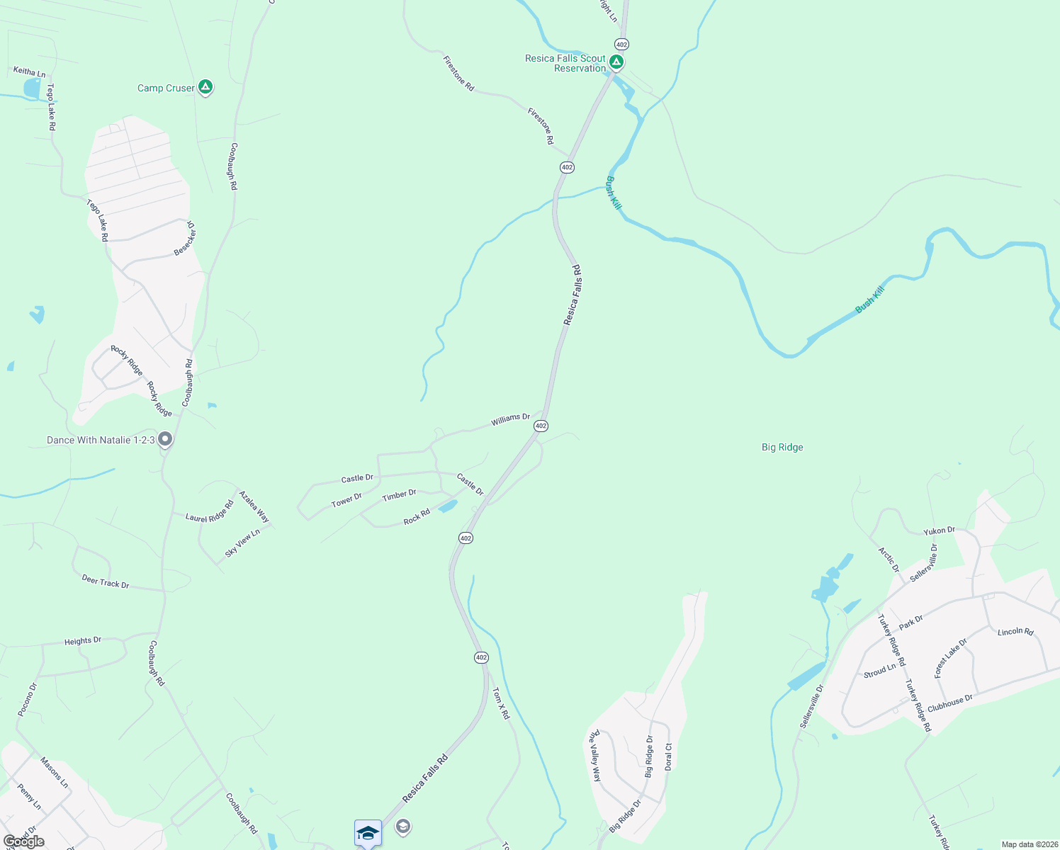 map of restaurants, bars, coffee shops, grocery stores, and more near 212 Williams Drive in East Stroudsburg