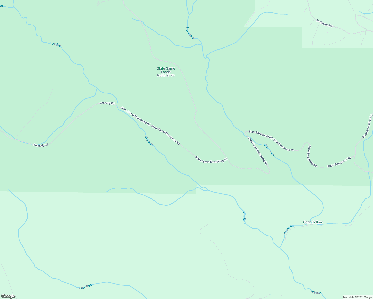 map of restaurants, bars, coffee shops, grocery stores, and more near State Forest Emergency Road in Clearfield County