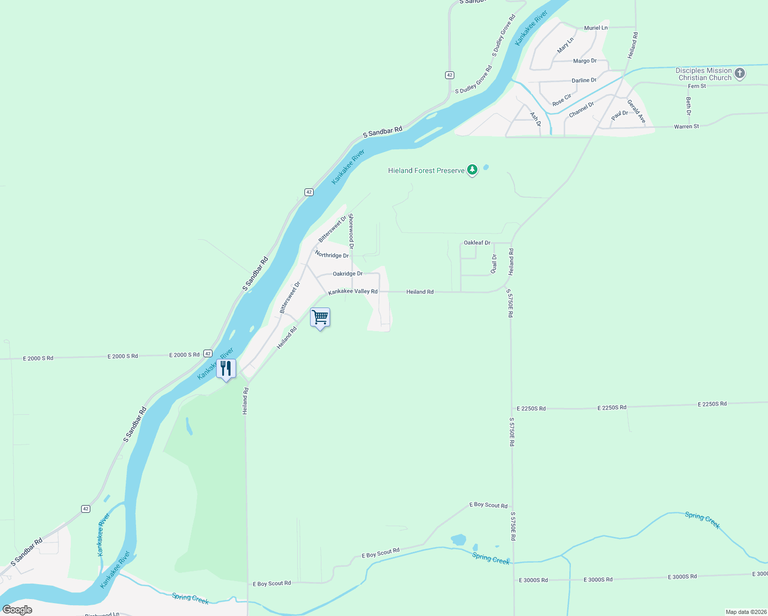 map of restaurants, bars, coffee shops, grocery stores, and more near 1821 South Oaklawn Drive in Saint Anne