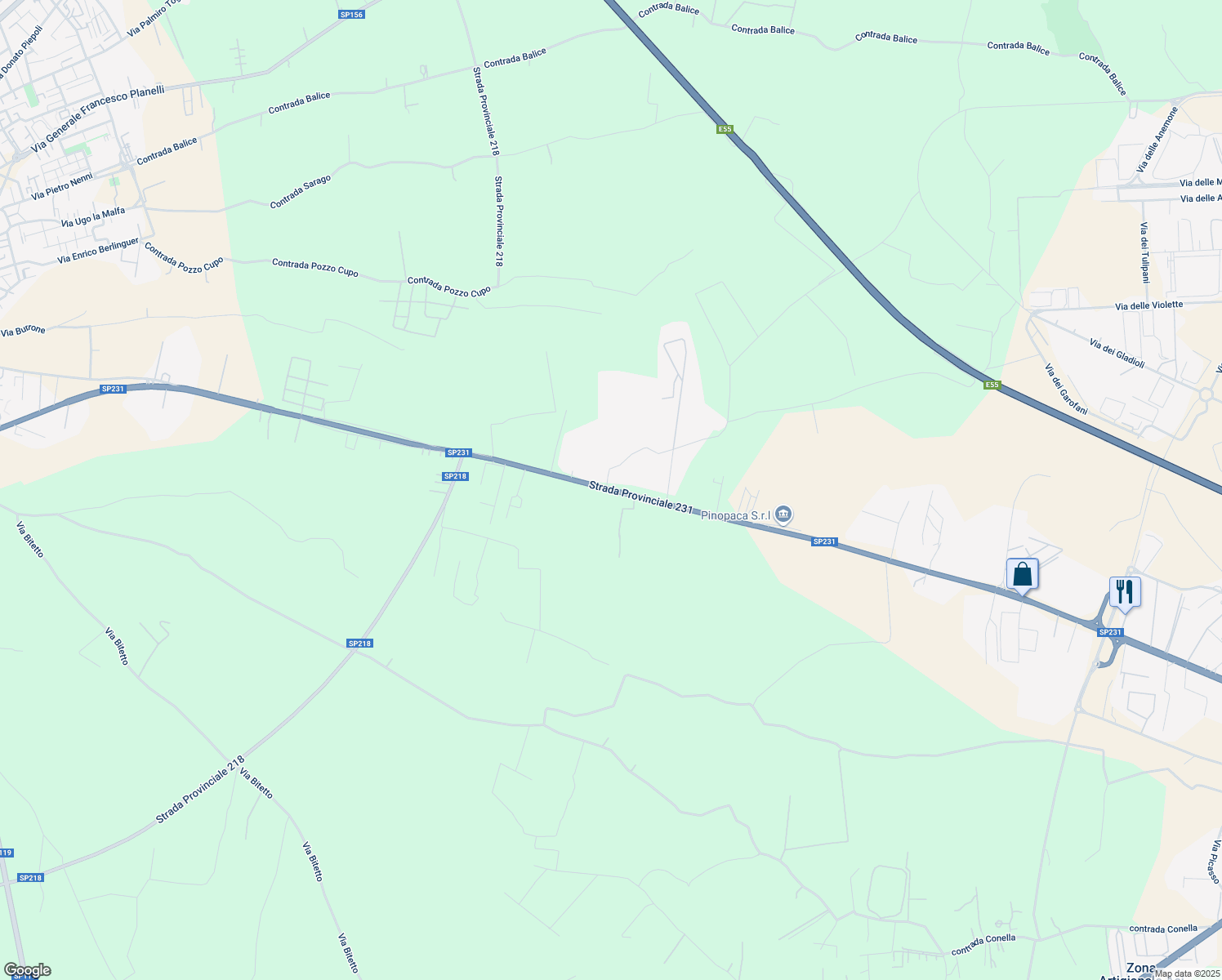 map of restaurants, bars, coffee shops, grocery stores, and more near in Città Metropolitana di Bari