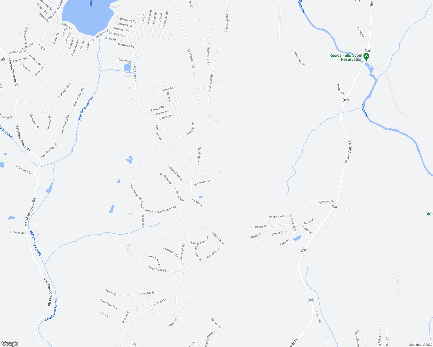 map of restaurants, bars, coffee shops, grocery stores, and more near 123 Evergreen Estates in East Stroudsburg