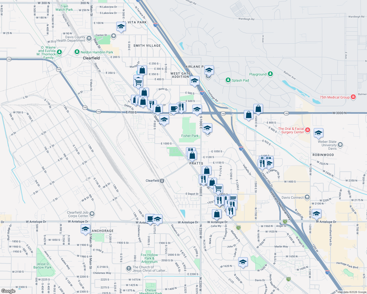 map of restaurants, bars, coffee shops, grocery stores, and more near 842 Campbell Heights in Clearfield