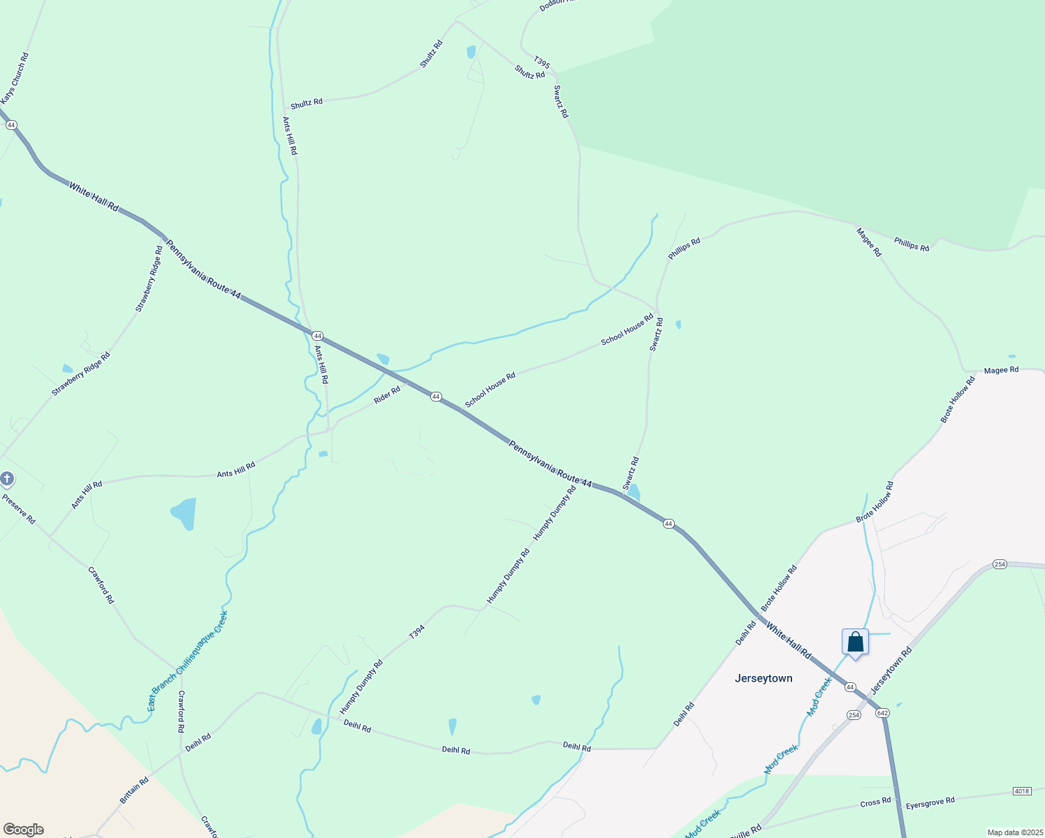 map of restaurants, bars, coffee shops, grocery stores, and more near 290 White Hall Road in Bloomsburg