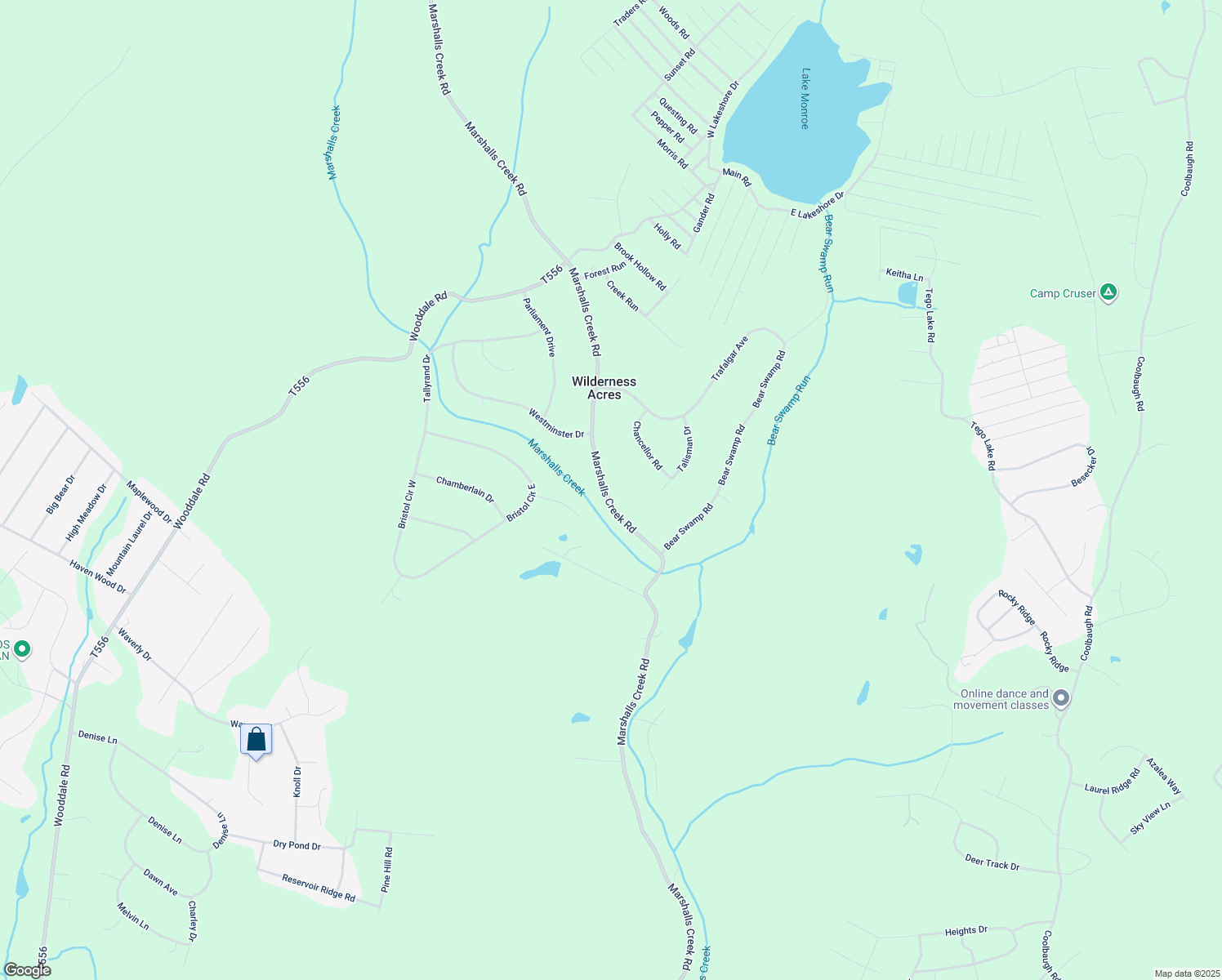 map of restaurants, bars, coffee shops, grocery stores, and more near 1064 Marshalls Creek Road in East Stroudsburg