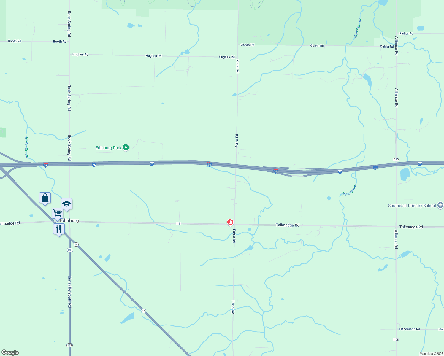 map of restaurants, bars, coffee shops, grocery stores, and more near 4251 Porter Rd in Rootstown