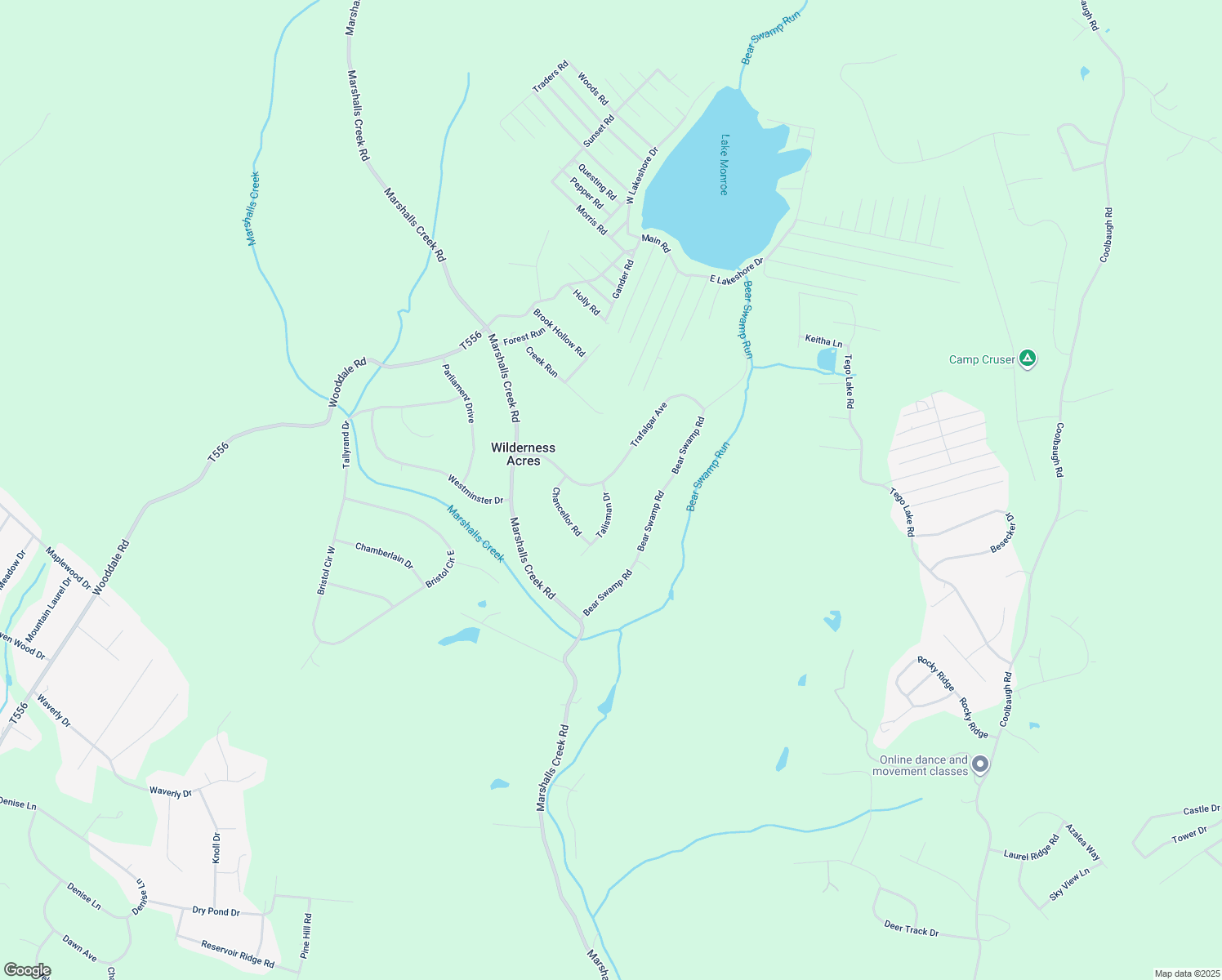 map of restaurants, bars, coffee shops, grocery stores, and more near 107 Talisman Drive in East Stroudsburg