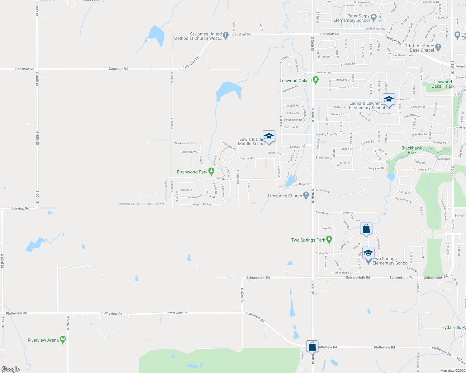 map of restaurants, bars, coffee shops, grocery stores, and more near 13717 South 43rd Street in Bellevue