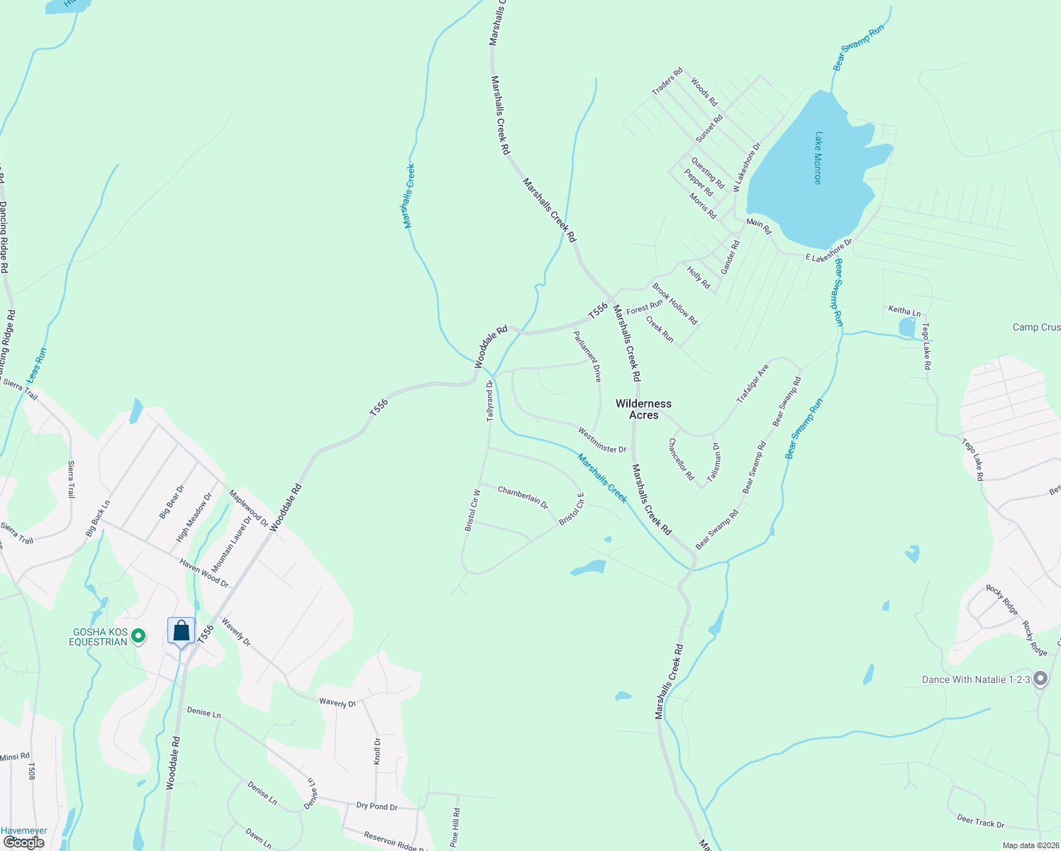 map of restaurants, bars, coffee shops, grocery stores, and more near 349 Wilderness Acres in East Stroudsburg