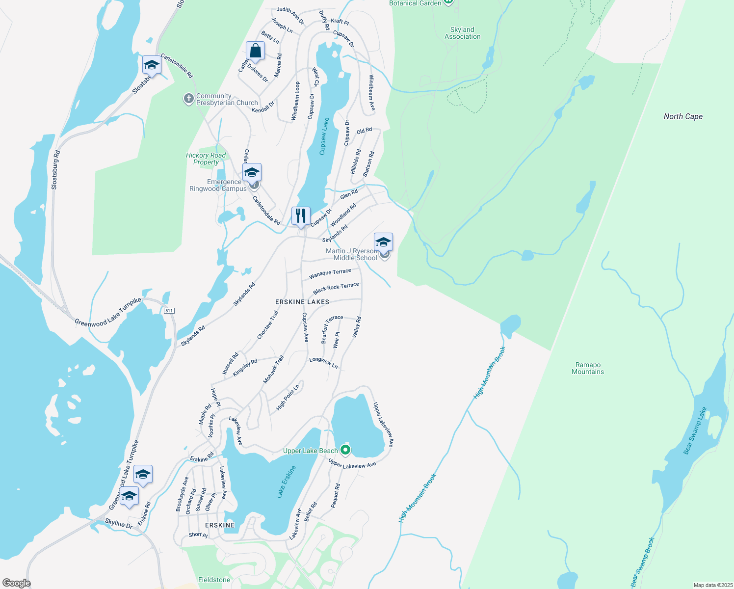map of restaurants, bars, coffee shops, grocery stores, and more near 102 Valley Road in Ringwood