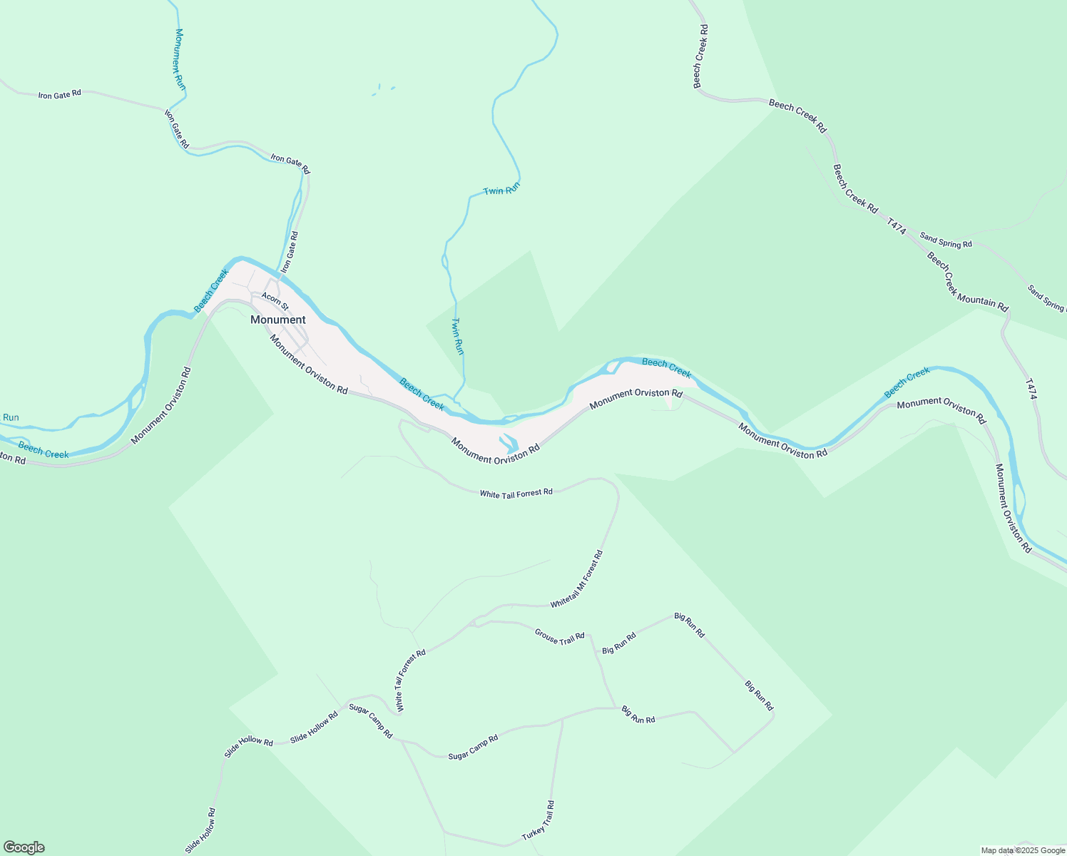 map of restaurants, bars, coffee shops, grocery stores, and more near 2154 Monument Orviston Road in Beech Creek