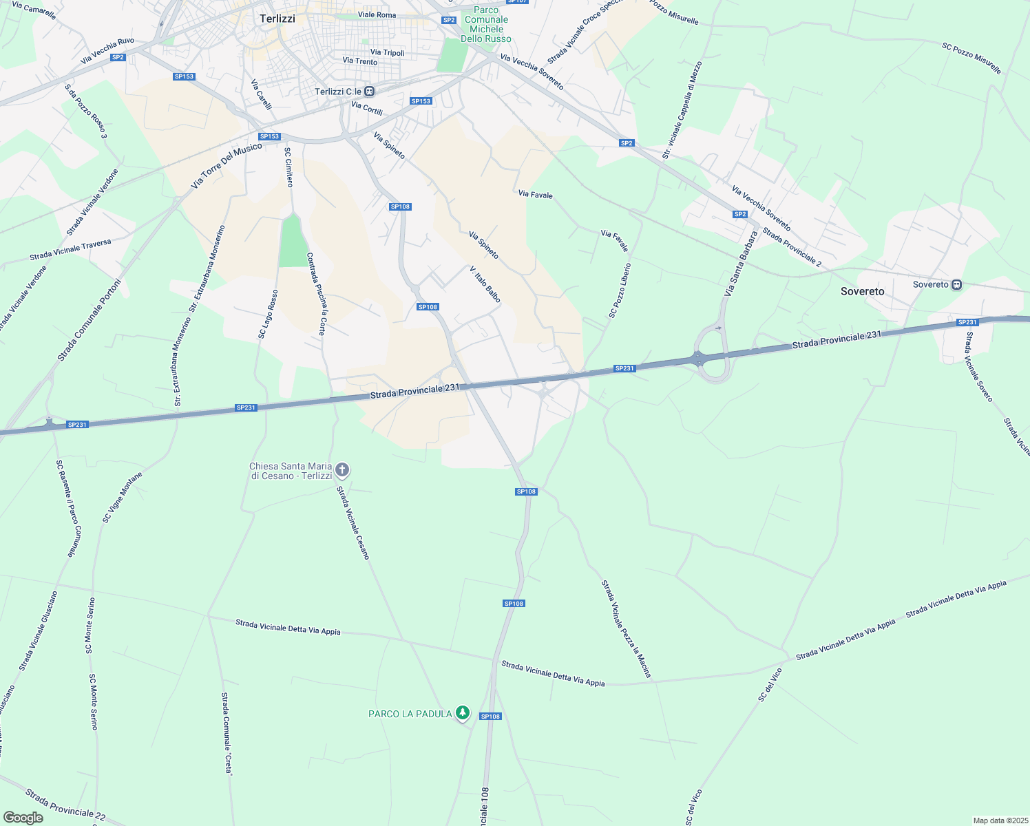map of restaurants, bars, coffee shops, grocery stores, and more near 98 Strada Provinciale 231 in Mariotto