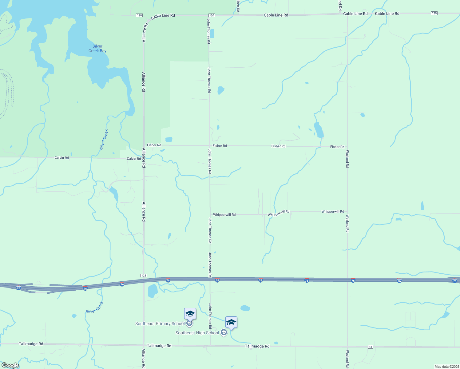 map of restaurants, bars, coffee shops, grocery stores, and more near 4644 John Thomas Road in Ravenna