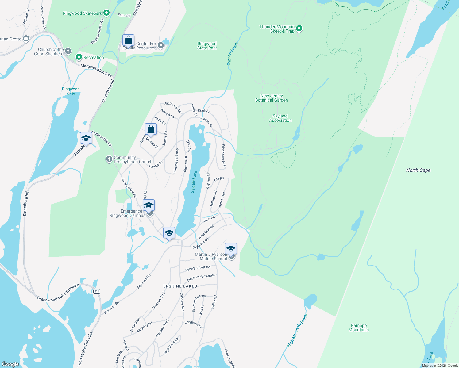 map of restaurants, bars, coffee shops, grocery stores, and more near 70 Stetson Rd in Ringwood