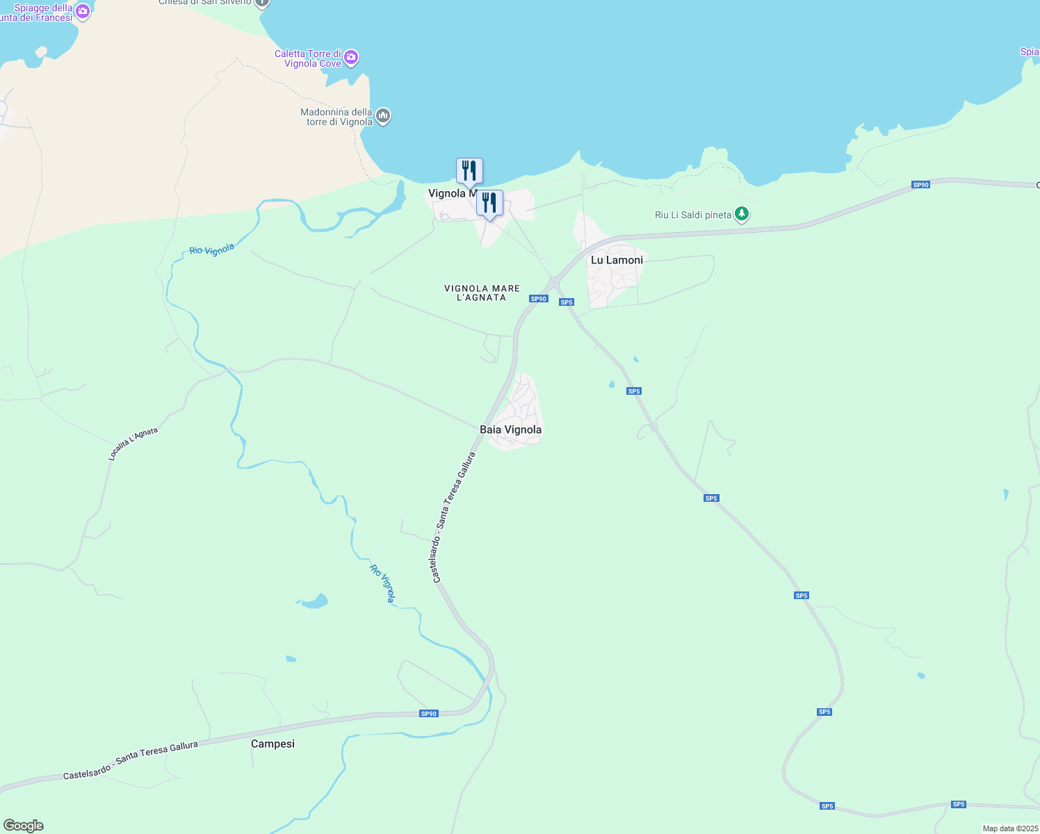 map of restaurants, bars, coffee shops, grocery stores, and more near in Baia Vignola