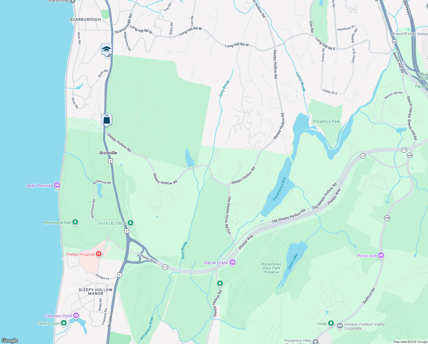map of restaurants, bars, coffee shops, grocery stores, and more near 800 Sleepy Hollow Road in Briarcliff Manor