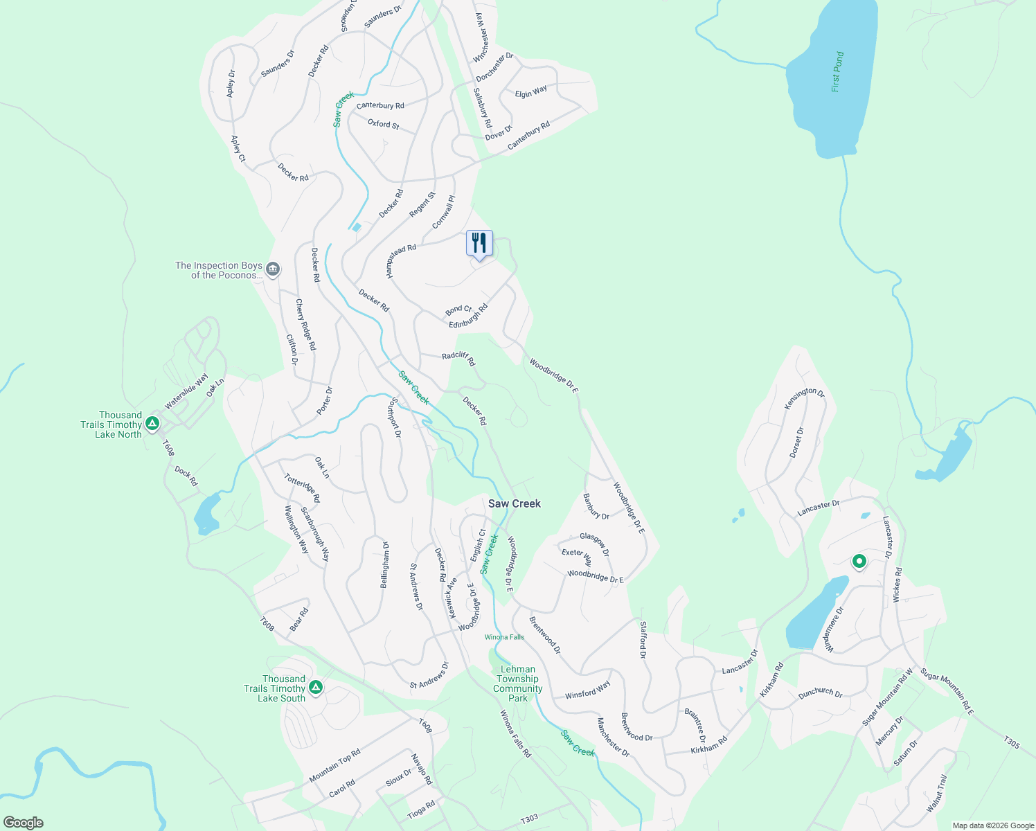 map of restaurants, bars, coffee shops, grocery stores, and more near Radcliff Road in Pike County
