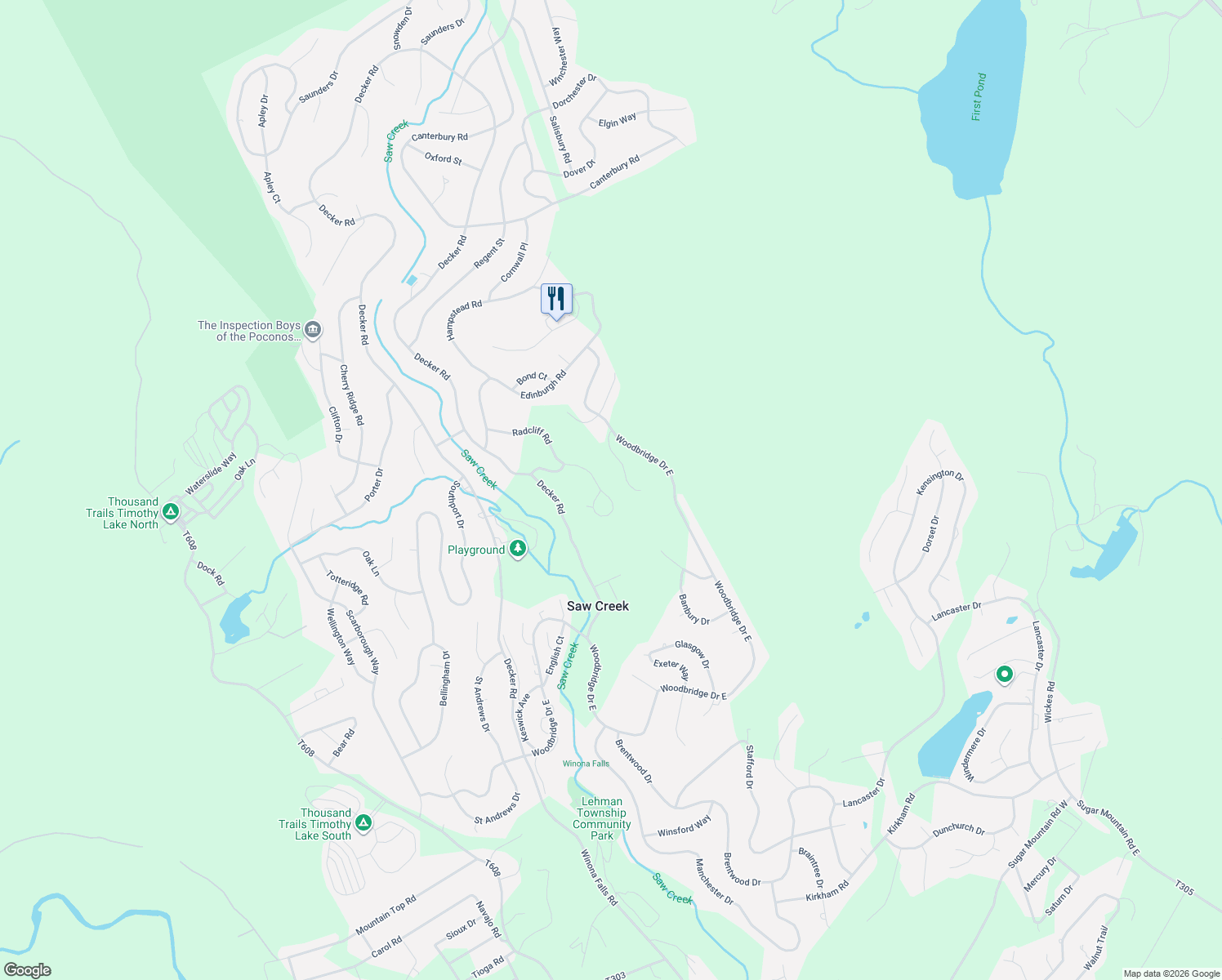 map of restaurants, bars, coffee shops, grocery stores, and more near Radcliff Road in Pike County