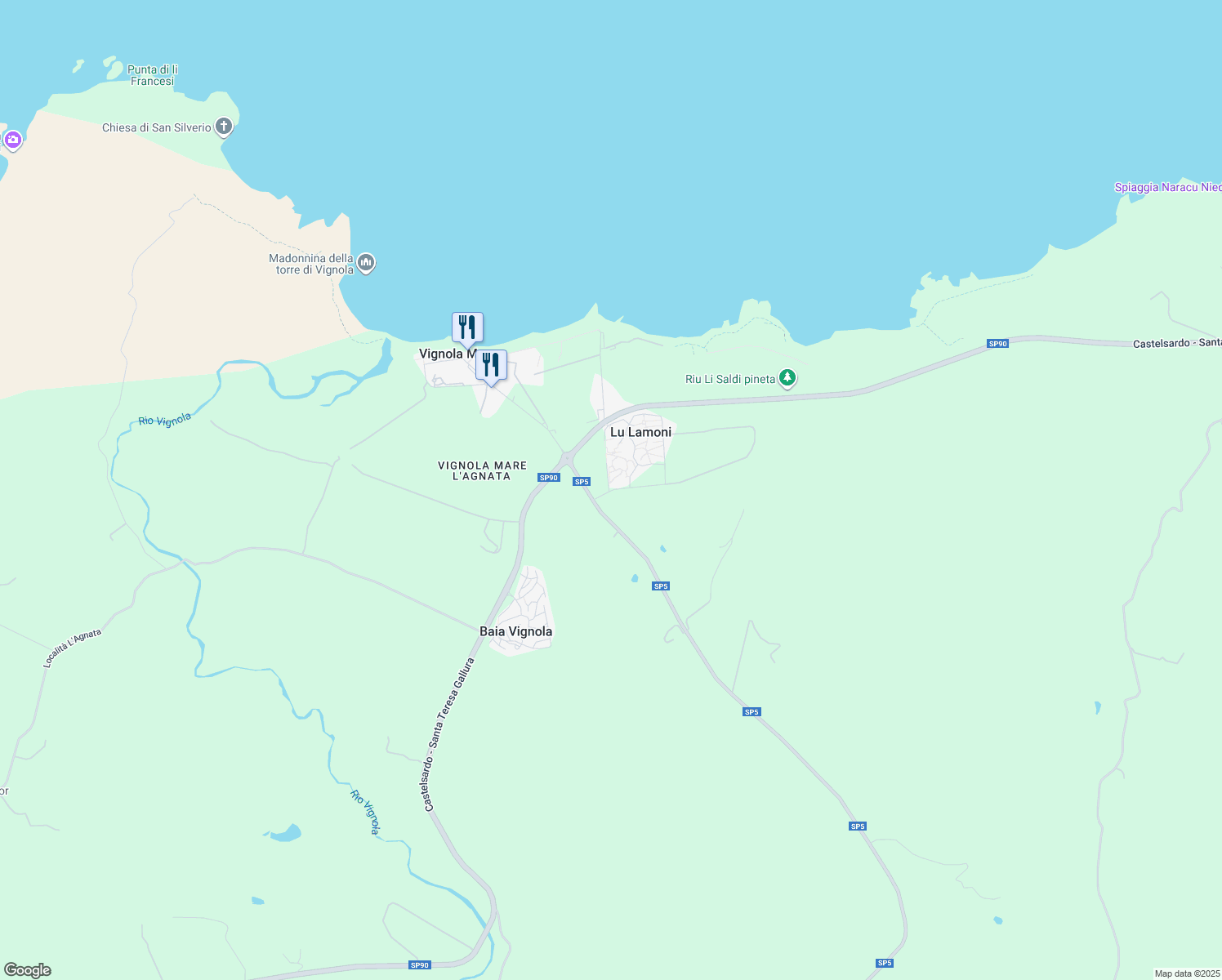 map of restaurants, bars, coffee shops, grocery stores, and more near in Province of Sassari