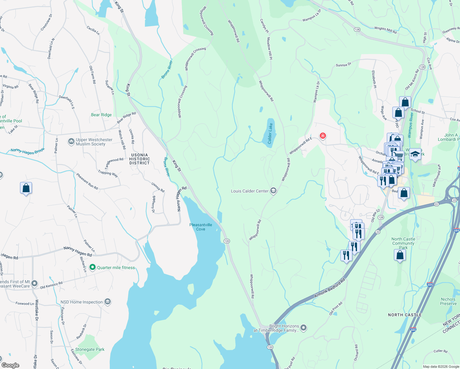 map of restaurants, bars, coffee shops, grocery stores, and more near 10 Stone Hollow Way in Armonk