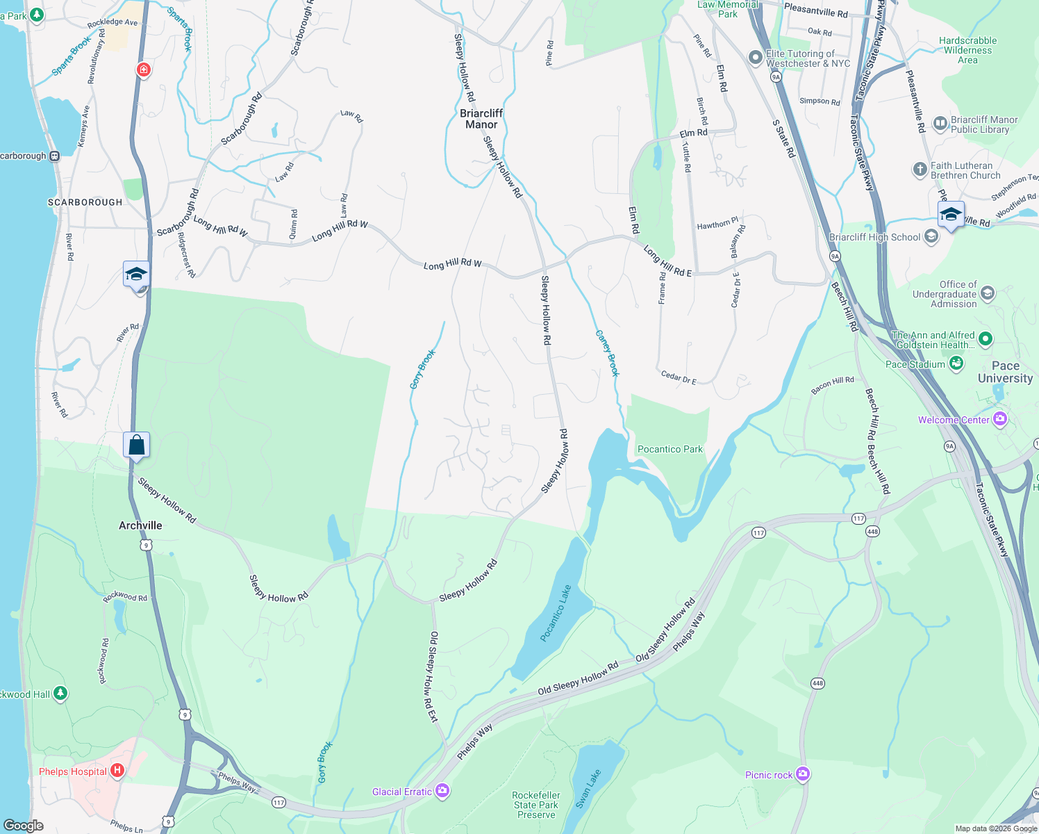 map of restaurants, bars, coffee shops, grocery stores, and more near 189 Hirst Road in Briarcliff Manor