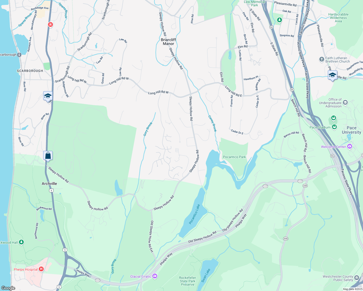 map of restaurants, bars, coffee shops, grocery stores, and more near 189 Hirst Road in Briarcliff Manor