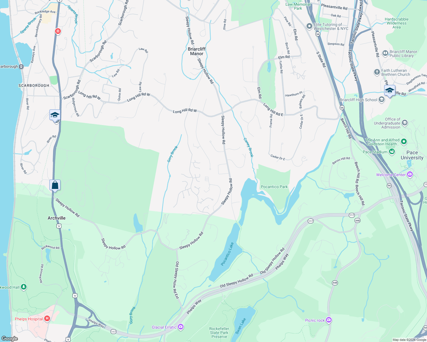 map of restaurants, bars, coffee shops, grocery stores, and more near 189 Hirst Road in Briarcliff Manor