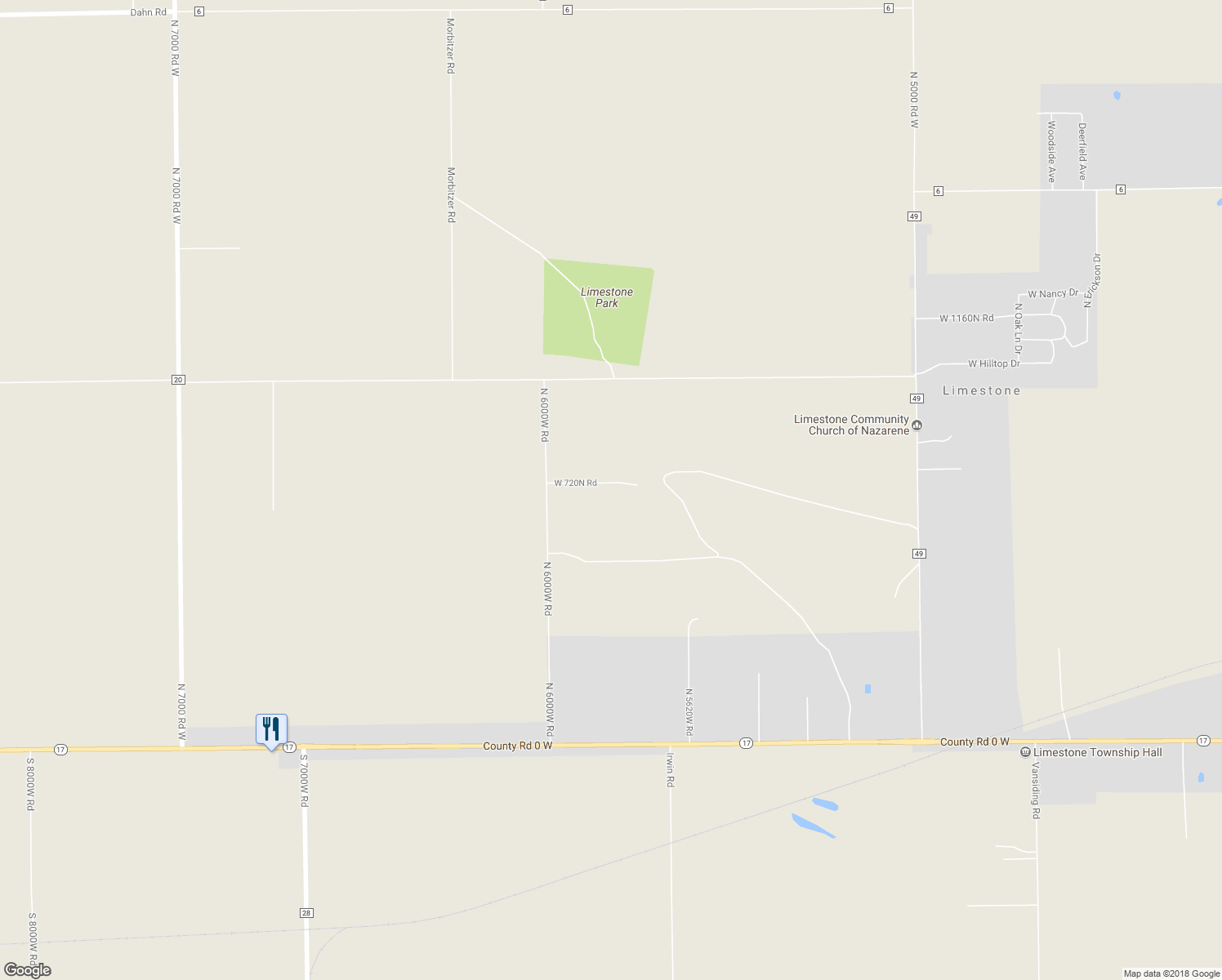 map of restaurants, bars, coffee shops, grocery stores, and more near 5788 West 720N Road in Kankakee