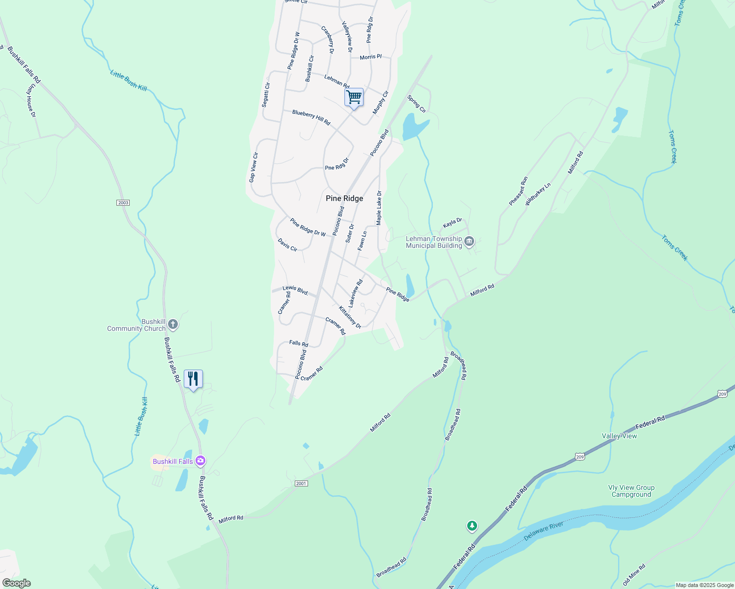 map of restaurants, bars, coffee shops, grocery stores, and more near Linn Circle in Pike County
