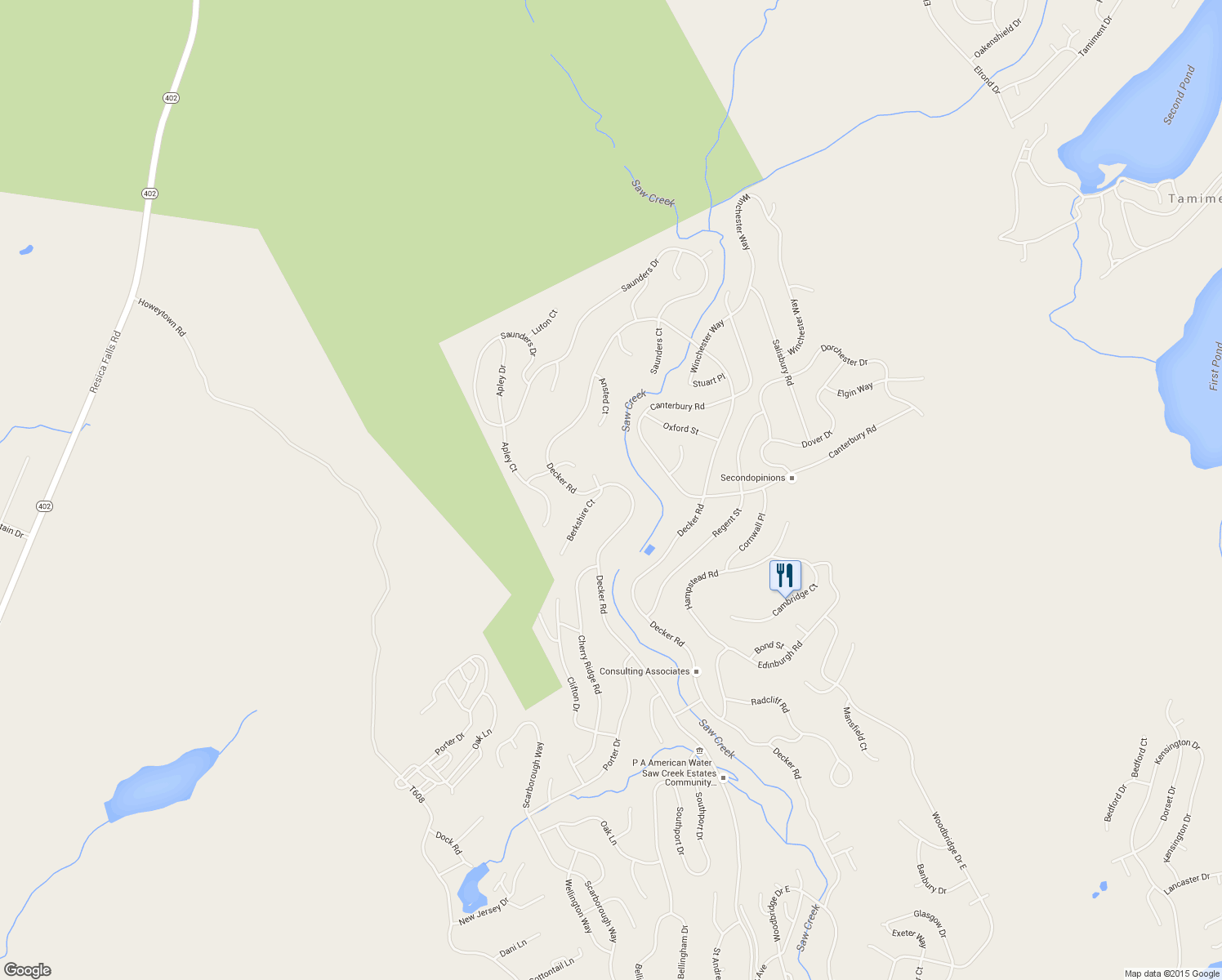 map of restaurants, bars, coffee shops, grocery stores, and more near 120 Decker Road in Pike County