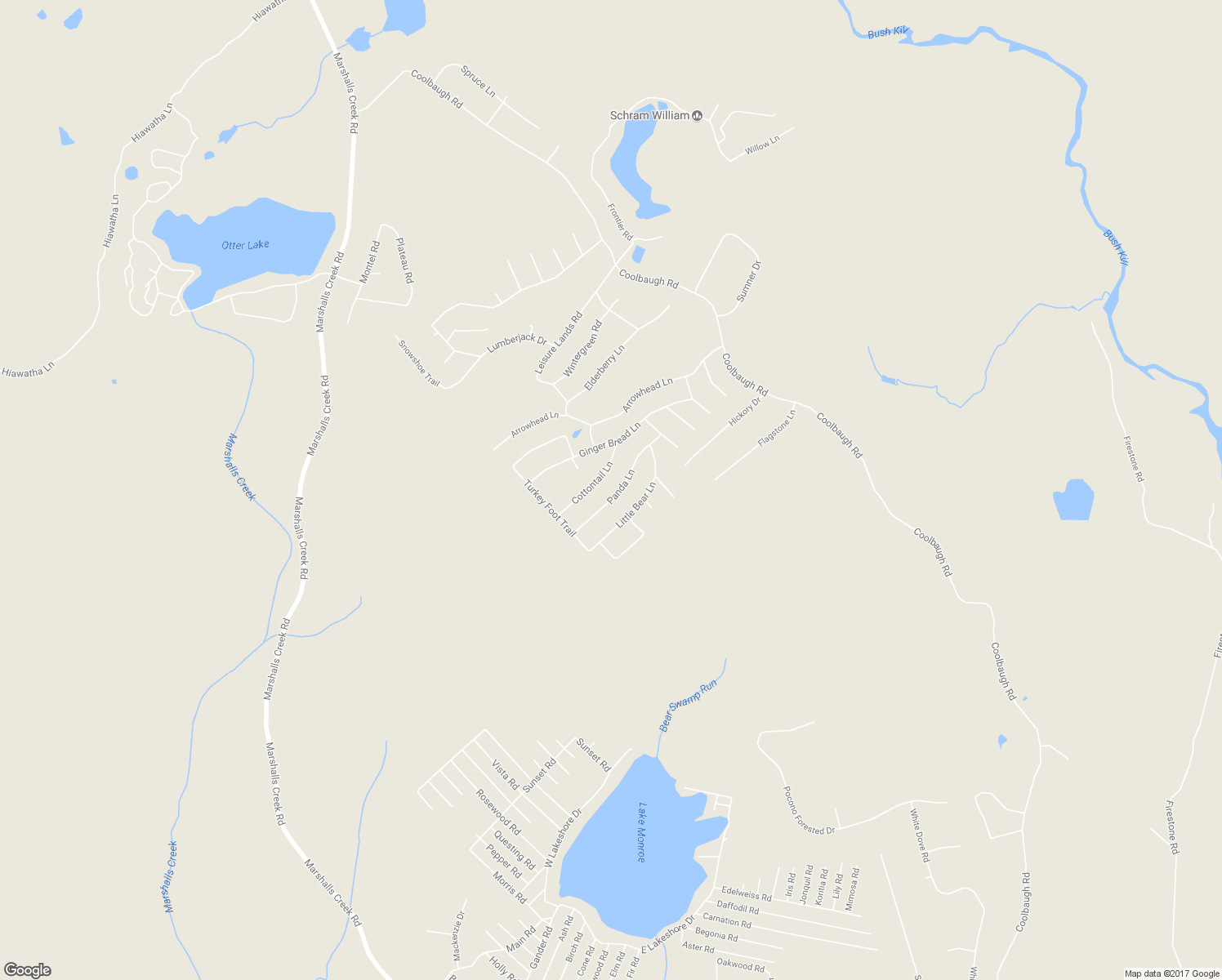 map of restaurants, bars, coffee shops, grocery stores, and more near 5946 Panda Lane in East Stroudsburg