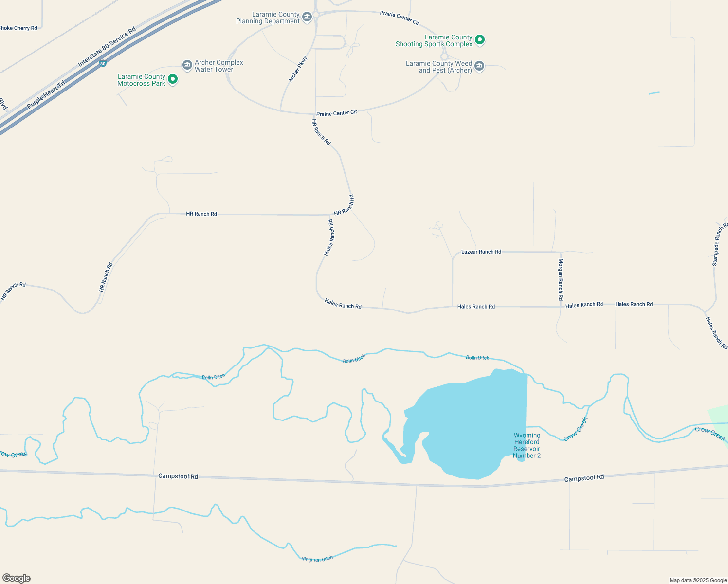 map of restaurants, bars, coffee shops, grocery stores, and more near 3332 Hales Ranch Rd in Cheyenne