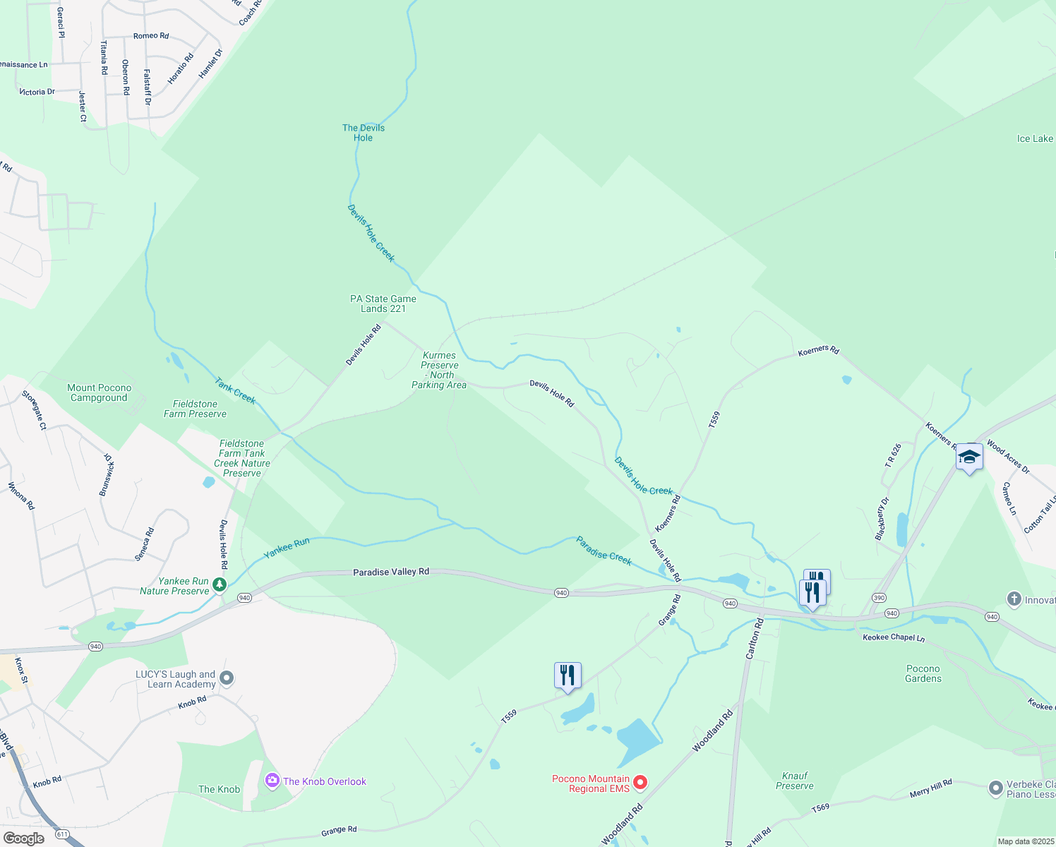 map of restaurants, bars, coffee shops, grocery stores, and more near 3453 Larsen Ln in Monroe