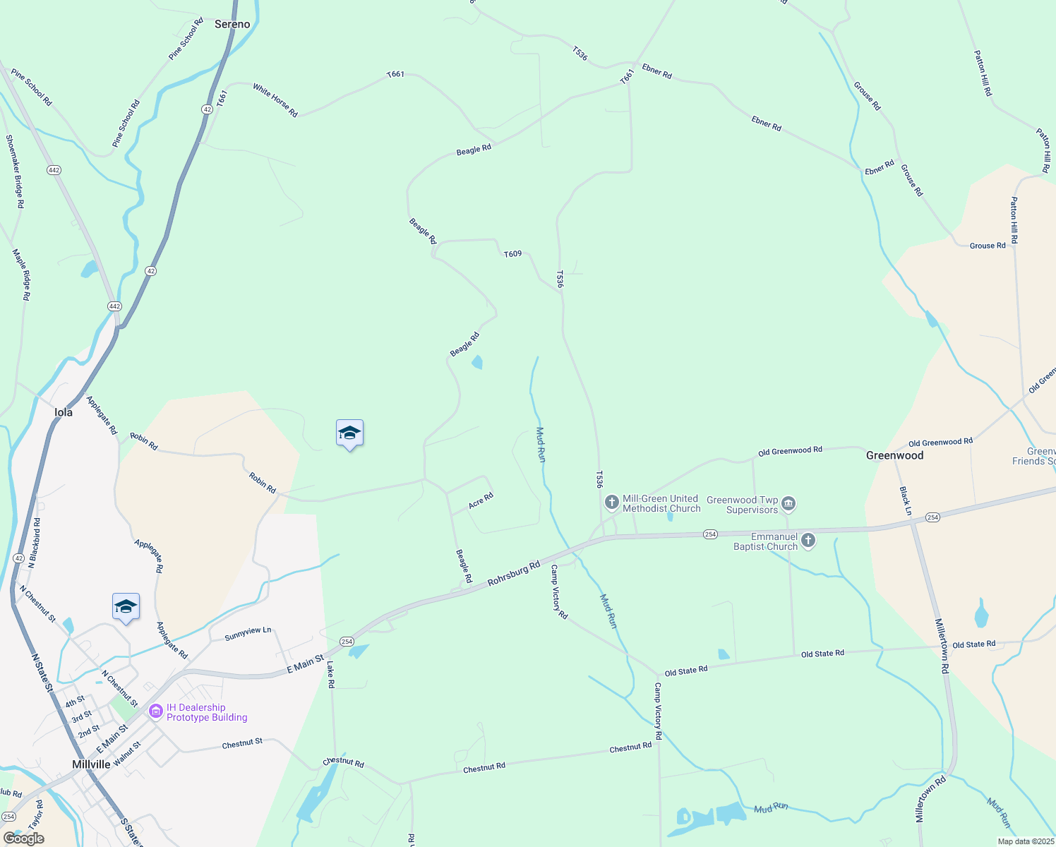 map of restaurants, bars, coffee shops, grocery stores, and more near 126 Dove Ln in Millville