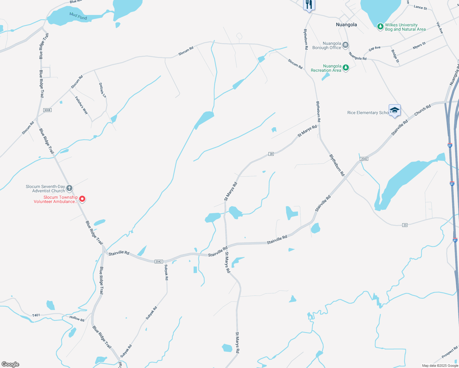 map of restaurants, bars, coffee shops, grocery stores, and more near 791 Saint Marys Road in Mountain Top