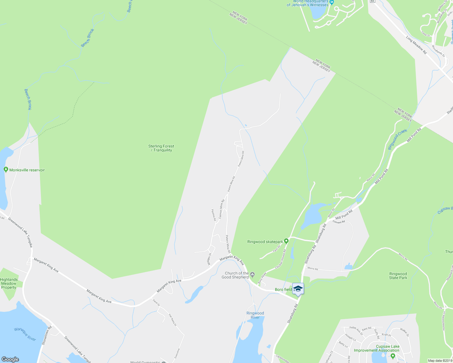 map of restaurants, bars, coffee shops, grocery stores, and more near 117 Peters Mine Road in Ringwood