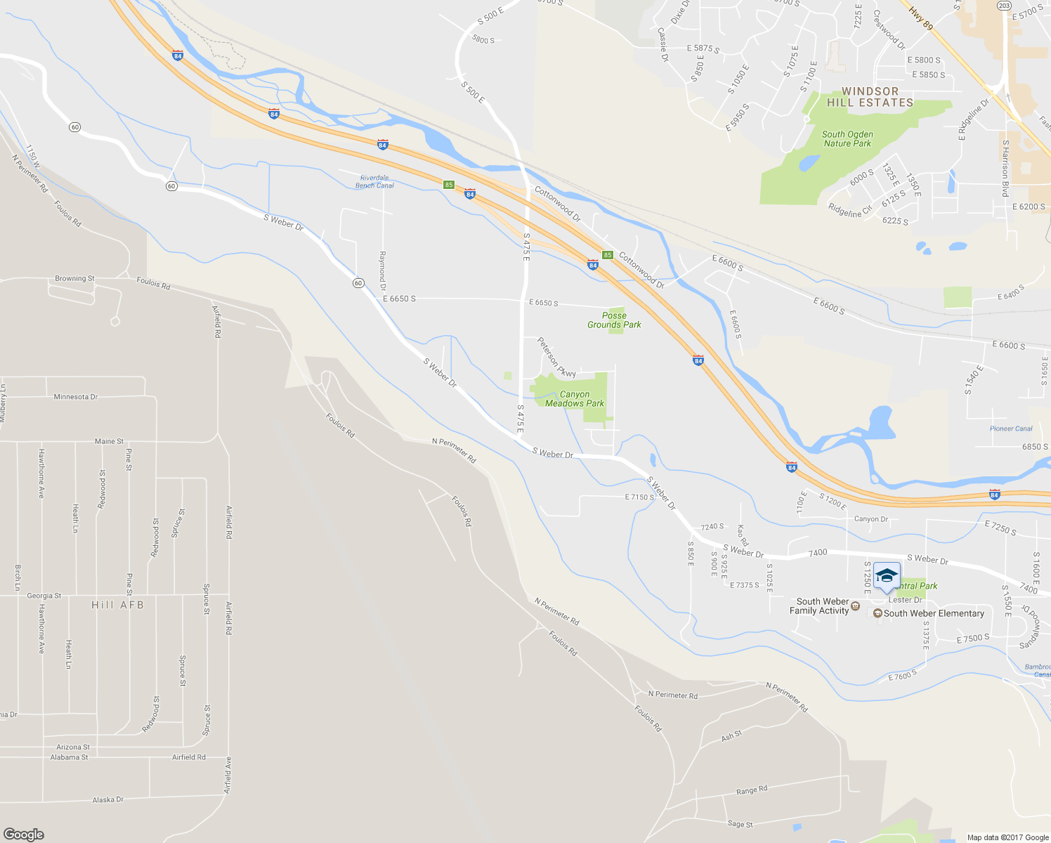 map of restaurants, bars, coffee shops, grocery stores, and more near 6946 South 475 East in South Weber