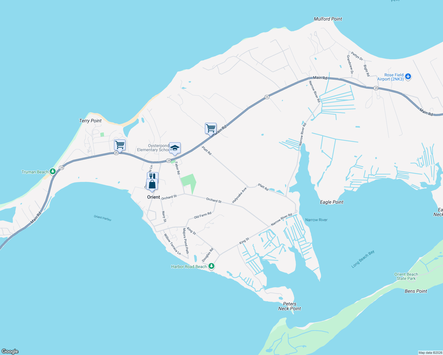 map of restaurants, bars, coffee shops, grocery stores, and more near 1470 Platt Road in Orient