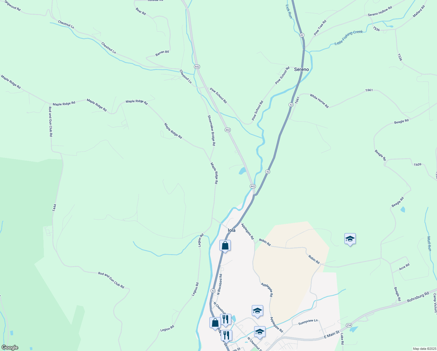 map of restaurants, bars, coffee shops, grocery stores, and more near 70 Maple Ridge Rd in Millville