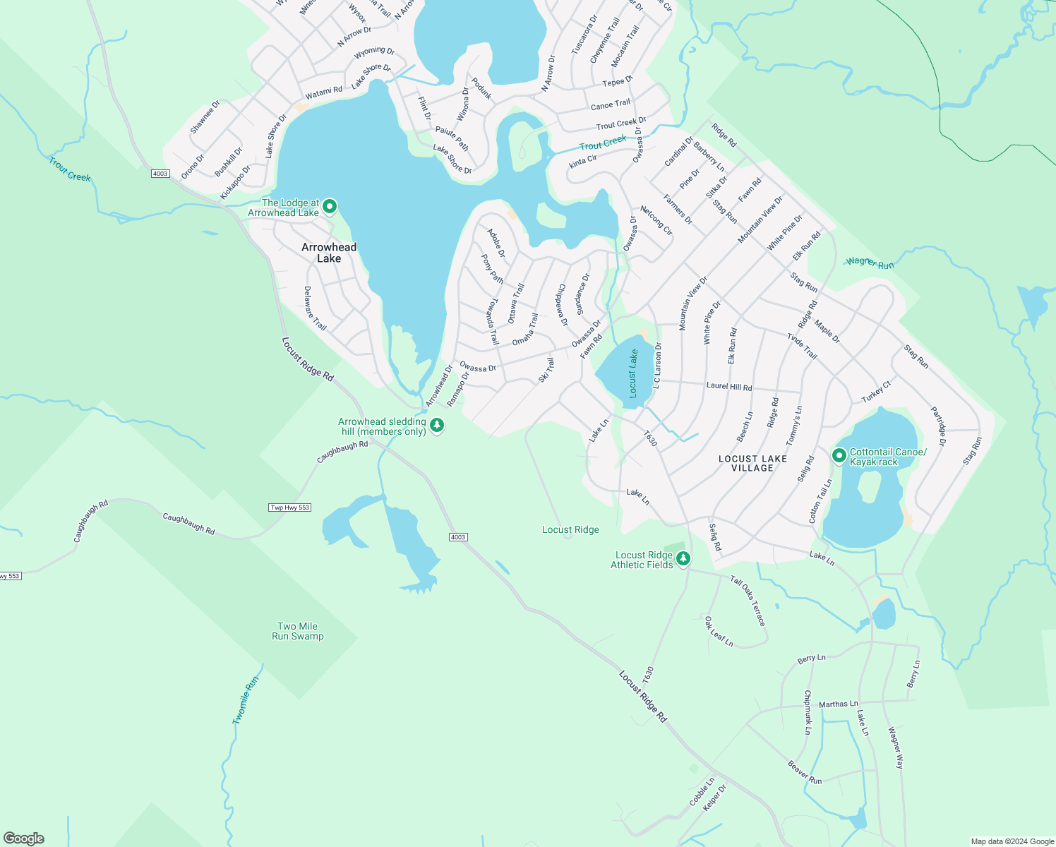 map of restaurants, bars, coffee shops, grocery stores, and more near 334 Fawn Road in Monroe County