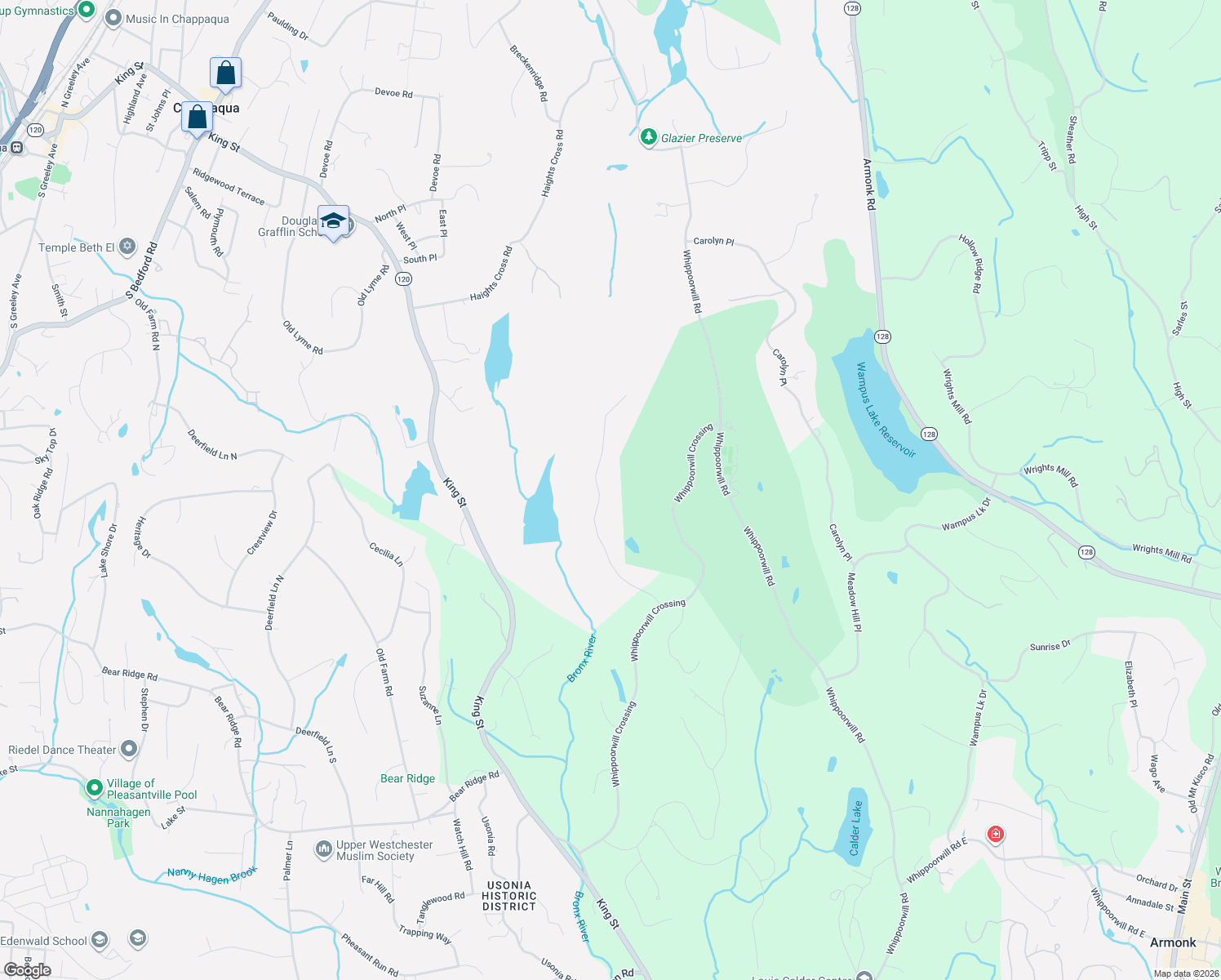 map of restaurants, bars, coffee shops, grocery stores, and more near 12 Frog Rock Road in Armonk