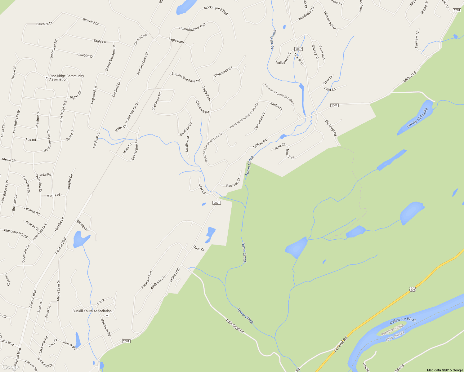 map of restaurants, bars, coffee shops, grocery stores, and more near 245 Raccoon Court in Bushkill