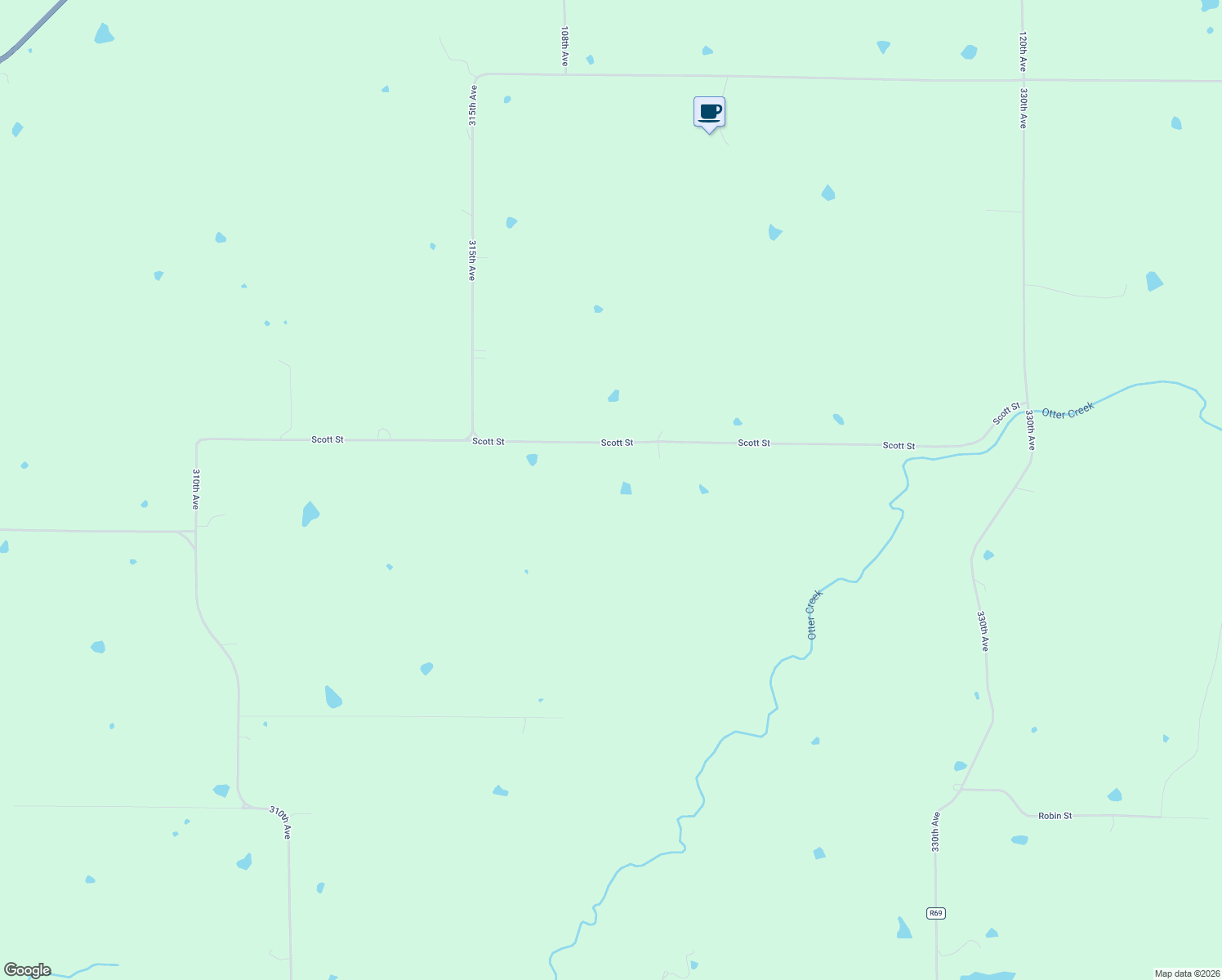 map of restaurants, bars, coffee shops, grocery stores, and more near 3170 Scott Street in Woodburn