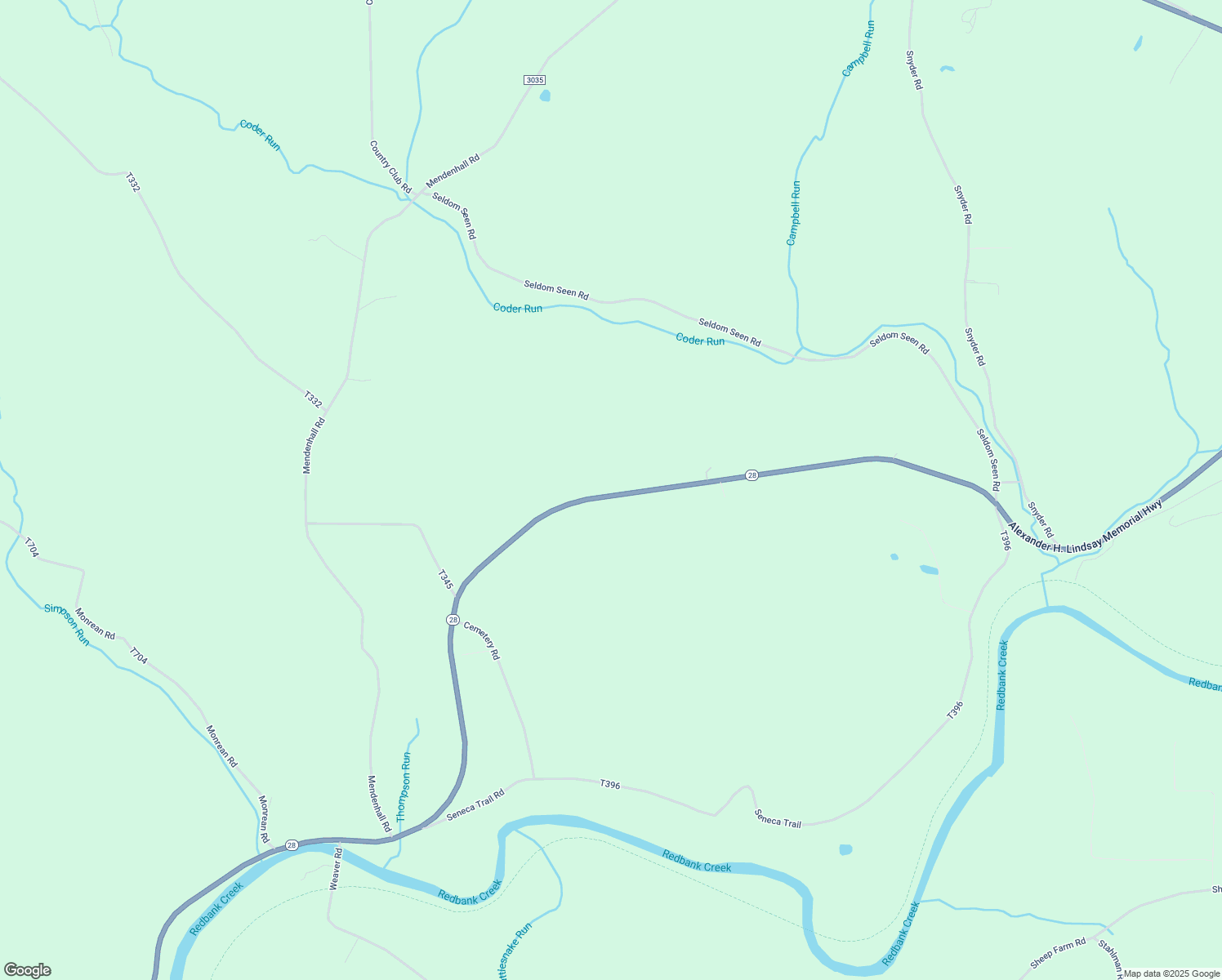 map of restaurants, bars, coffee shops, grocery stores, and more near 16567 Pennsylvania 28 in Brookville