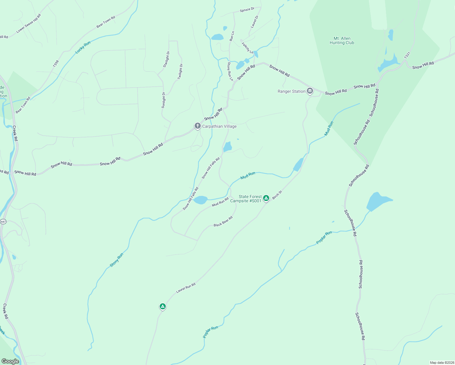 map of restaurants, bars, coffee shops, grocery stores, and more near 134 Mud Run Road in Cresco