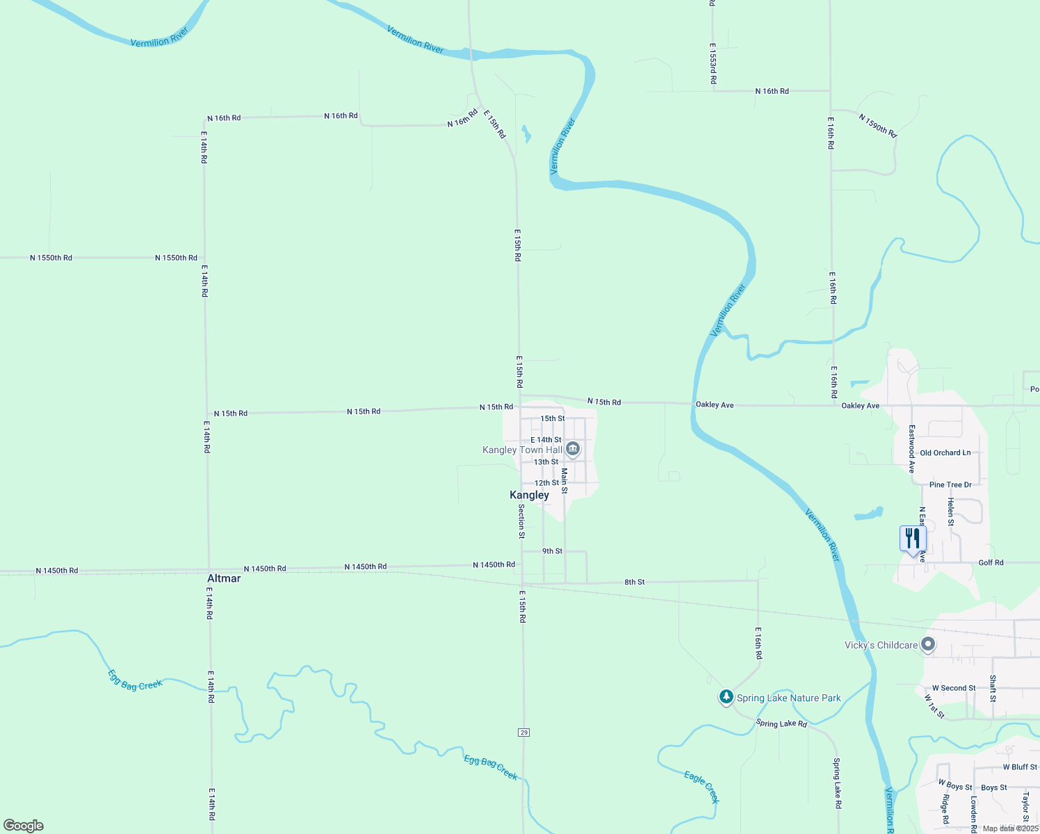 map of restaurants, bars, coffee shops, grocery stores, and more near 4710 Section Street in Streator