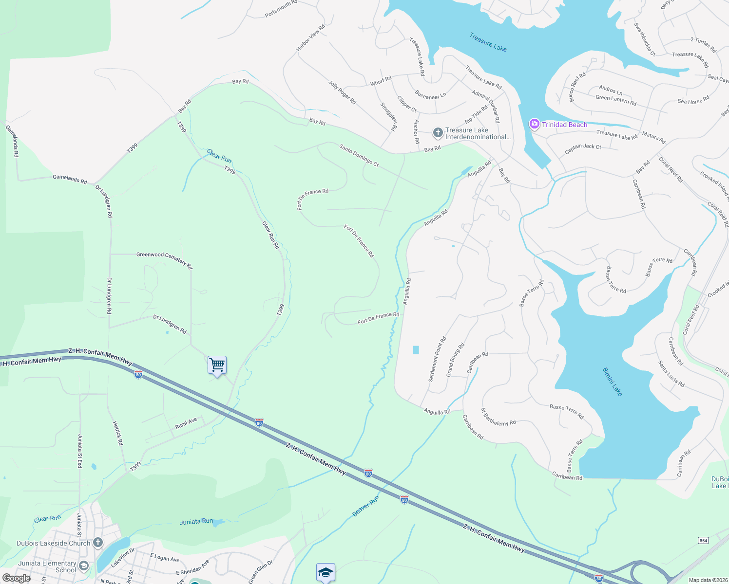map of restaurants, bars, coffee shops, grocery stores, and more near 553 Fort De France Road in DuBois