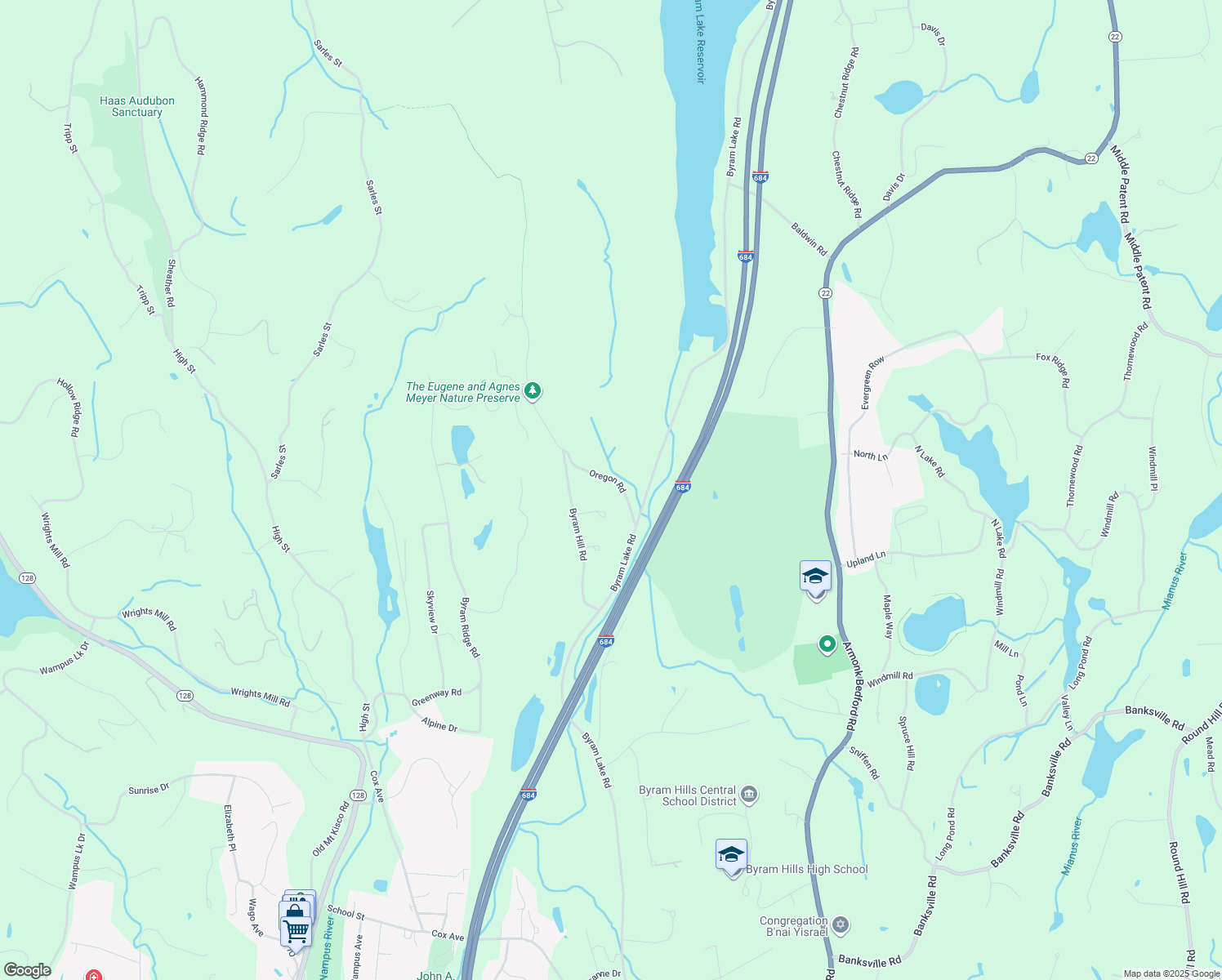 map of restaurants, bars, coffee shops, grocery stores, and more near 9 Oregon Road in North Castle