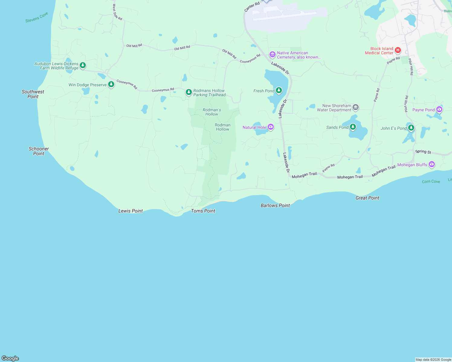 map of restaurants, bars, coffee shops, grocery stores, and more near in New Shoreham